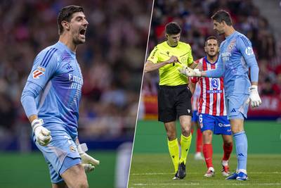 Leading role for Courtois in (temporarily) suspended Madrid derby: provocative goalkeeper pelted with objects and also sustains a muscle injury