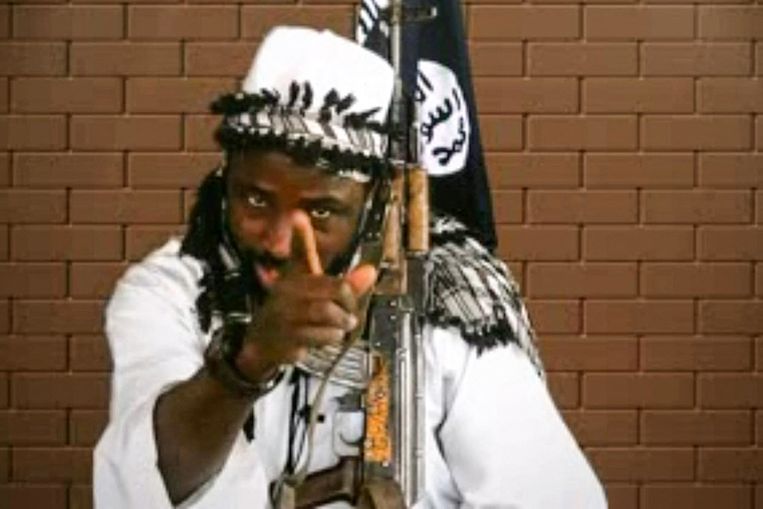 Een plaatje uit een video van Boko Haram-leider Abubakar Shekau in 2018.  Beeld AFP