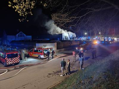 Brand in loods van grondwerkenbedrijf in Zwevegem: “Houtaval vat vuur”