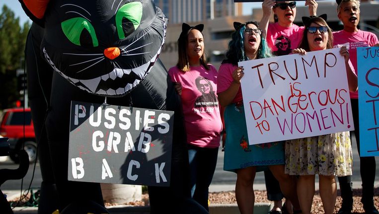 Aanhangers van Planned Parenthood demonstreren in Las Vegas tegen de verkiezing van Donald Trump. Beeld anp