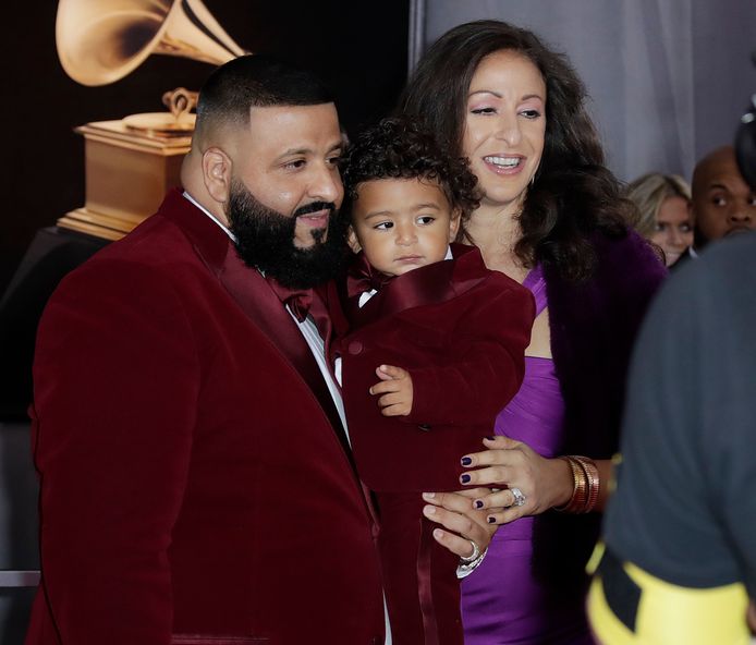 DJ Khaled, zoontje Asahd en vrouw Nicole Tuck.