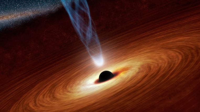 Computertekening van een zwart gat. Beeld NASA/JPL-Caltech
