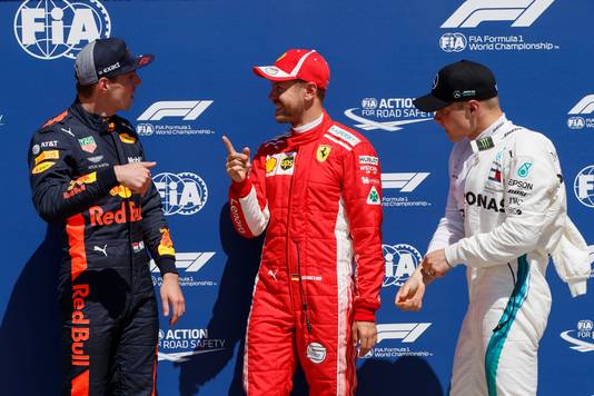 Verstappen, Vettel en Bottas.