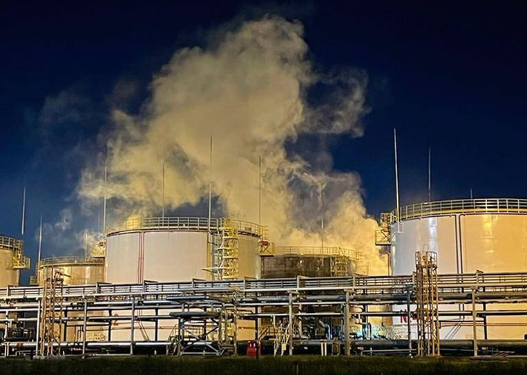 A fire broke out last night at an oil refinery in Ilski near Crimea.  A.P.'s photo