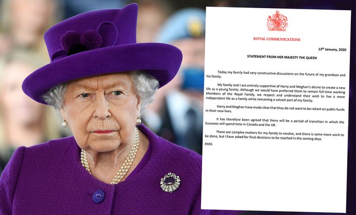 La Declaration De La Reine Elizabeth Ii Sur Harry Et Meghan Mot Pour Mot Harry Et Meghan Se Mettent En Retrait De La Famille Royale 7sur7 Be