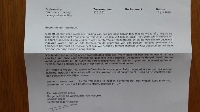 Gemeente Hengelo stuurt excuusbrief na datalek | Hengelo | tubantia.nl