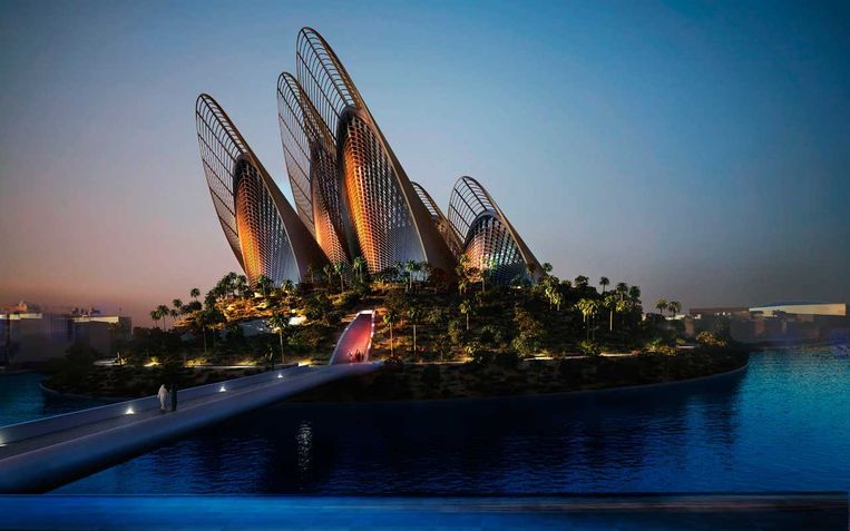 Artist's impression van het Zayed National Museum in Abu Dhabi. Beeld  