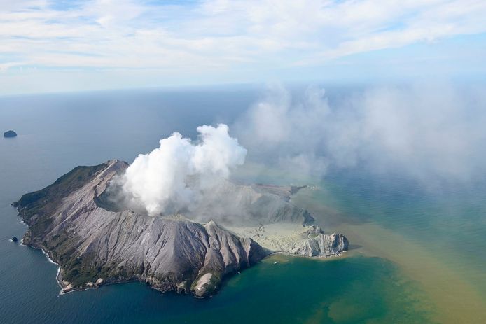 White Island na de vulkaanuitbarsting.