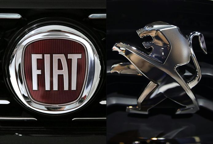 De merklogo's van Fiat en Peugeot