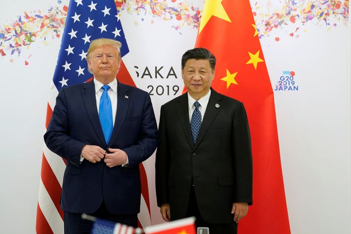 De Amerikaanse president Donald Trump met de Chinese leider Xi Jinping, hier op de G20 in Japan.