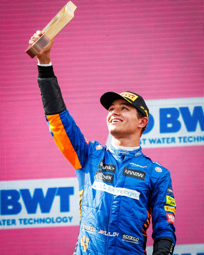 Lando Norris eindigde acht dagen geleden nog derde in de F1-race van Oostenrijk, na Verstappen en Bottas.