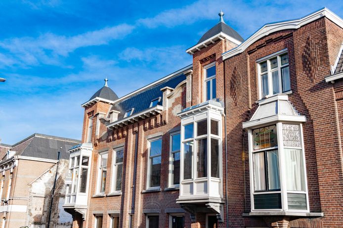 De gerestaureerde stadsvilla's op nummer 24 en 26.