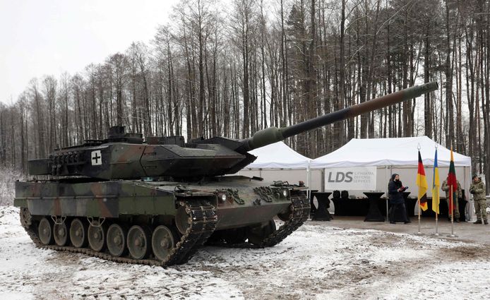 Een Leopard 2-tank in Litouwen.