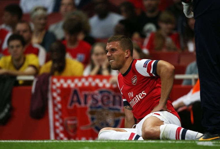 Lukas Podolski viel uit. Beeld AFP