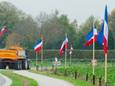 Boerenprotestvlaggen in Ermelo.