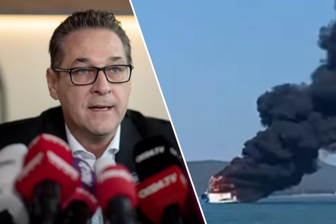 Heinz-Christian Strache maakte op 1 oktober 2019 - enkele maanden na Ibizagate - bekend dat hij de FPÖ verliet. Rechts: de brand op het motorjacht is gefilmd.