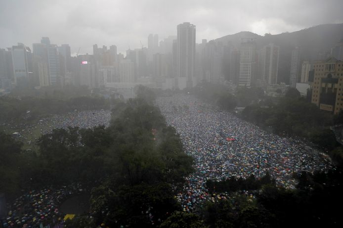 In en rond het Victoria Park kwamen honderdduizenden demonstranten bij elkaar.