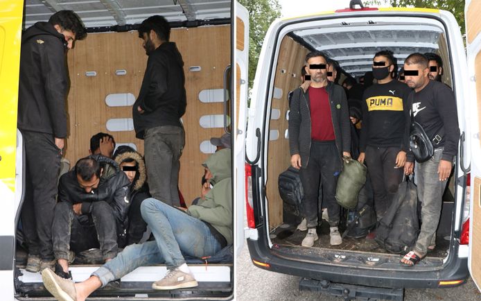 De Sloveense politie ontdekte bij een controle 34 illegale immigranten uit Irak, Iran en Turkije in de laadruimte van de bestelwagen.