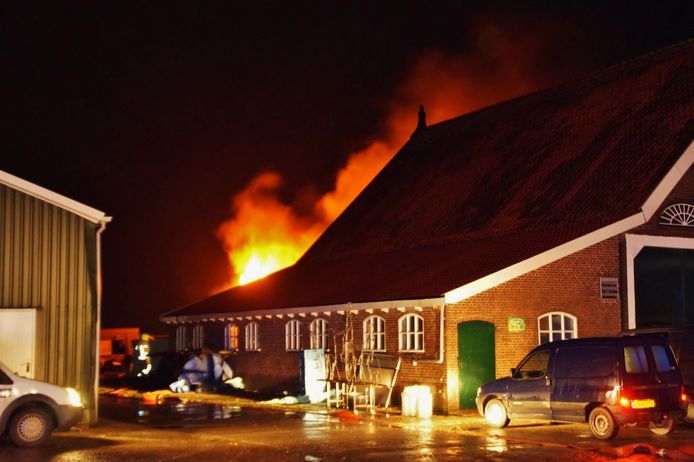 Bij de brand in de romneyloods achter de boerderij werd een hennepkwekerij ontdekt.