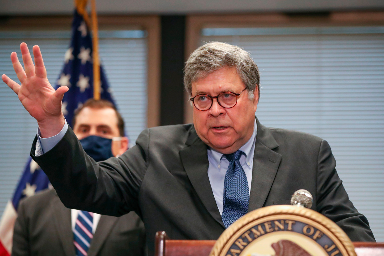 William (Bill) Barr, de Amerikaanse minister van Justitie. Beeld AFP