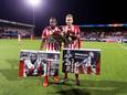 Lorenzo Piqué en Rick Stuy van den Herik, onlangs nog gehuldigd voor hun recordwedstrijden die zij speelden voor TOP Oss.