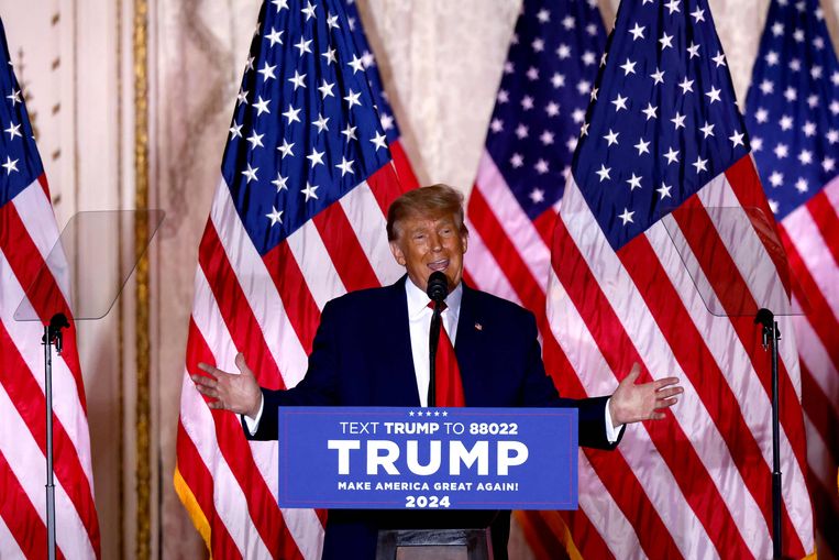  Donald Trump wil in 2024 opnieuw een gooi naar het presidentschap doen. Beeld AFP