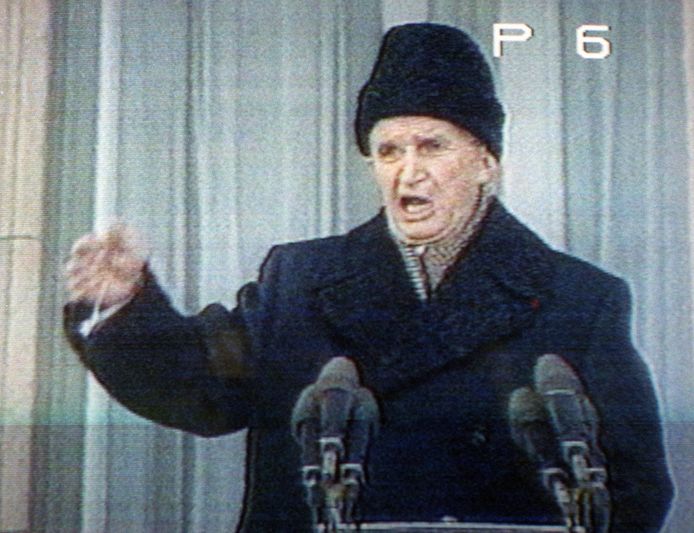 Nicolae Ceausescu tijdens zijn laatste publieke speech.
