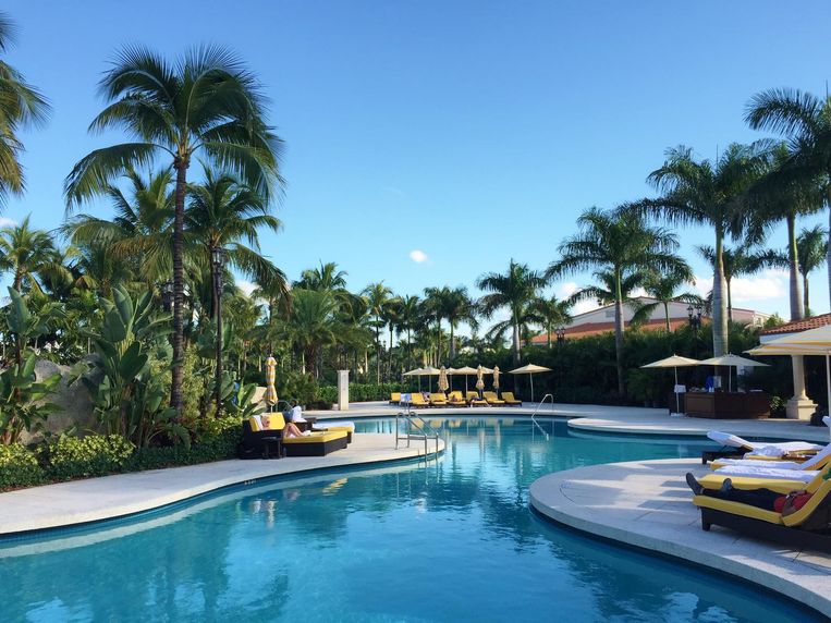 Het zwembad in het Trump National Doral in Miami, Florida Beeld  