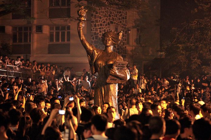 De Goddess of Democracy in de Chinese University in Hongkong.