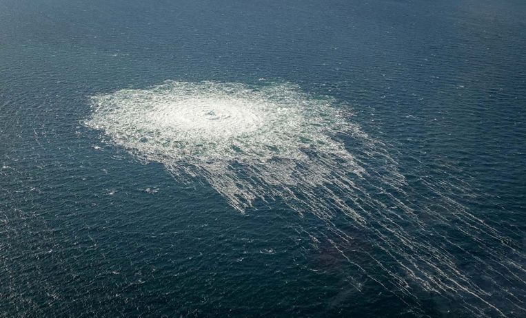 Gasbellen verschenen in september op de plek waar bommen een leiding van Nord Stream hadden opengescheurd.  Beeld Reuters