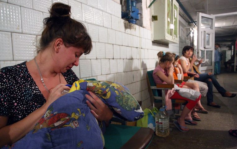 De kelder van het ziekenhuis in Donetsk. Beeld epa
