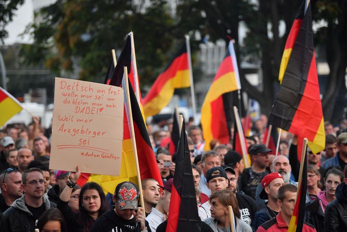 Protestmars in de Duitse stad Chemnitz.