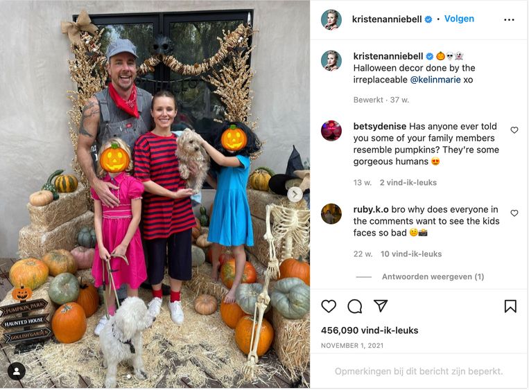 De Amerikaanse actrice Kristen Bell met haar man en kinderen. Beeld Instagram