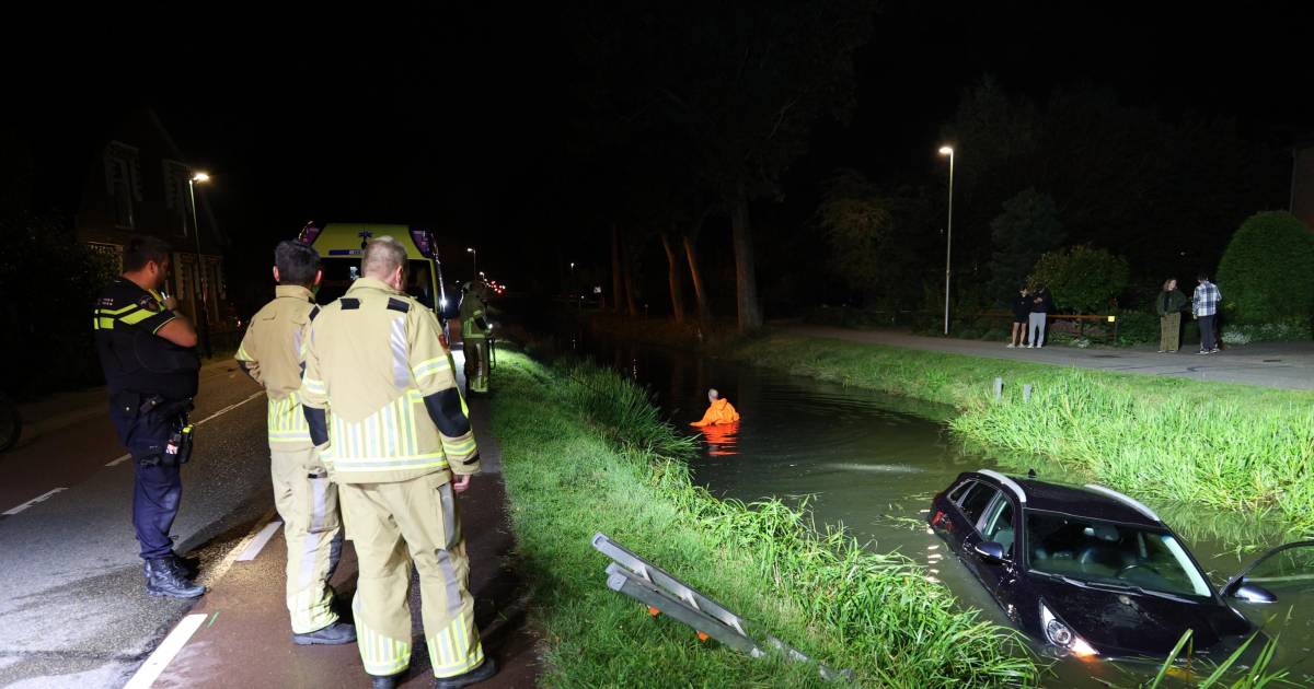 Auto raakt van de weg en rijdt in de Schalkwijkse Wetering