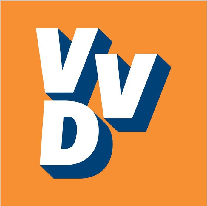 Het logo van de VVD