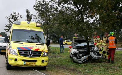 Auto tegen boom na uitwijkmanoeuvre in Ede
