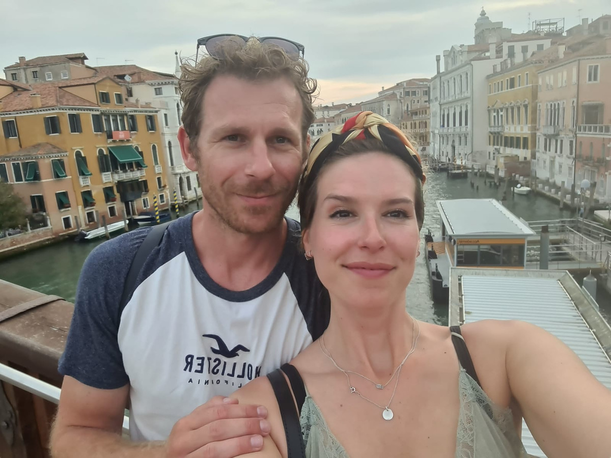 Aimée (28) en haar vriend in Venetië.