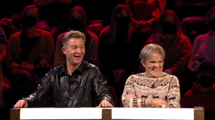 Jani Kazaltzis en Margriet Hermans in 'De Slimste Mens Ter Wereld'