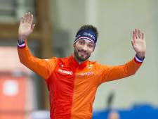 'Bloemen klopt Kramer, geheel oranje podium 1000 meter'