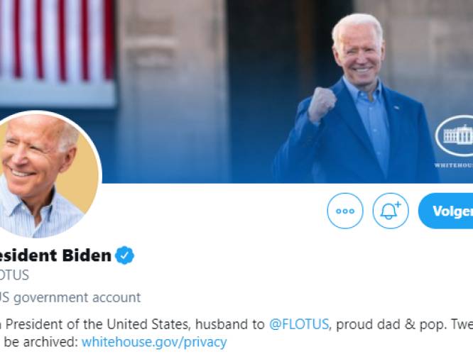 Twitteraccount president VS overgedragen aan ‘pop' Joe Biden, die weer vanaf nul volgers moet beginnen