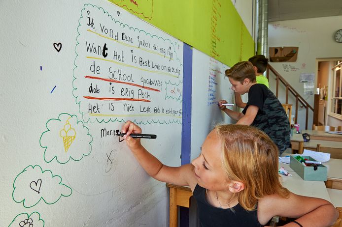 meisje Ster Cokes Lekker op de muur schrijven in de klas mag als je school toch gesloopt  wordt | Boekel | bd.nl