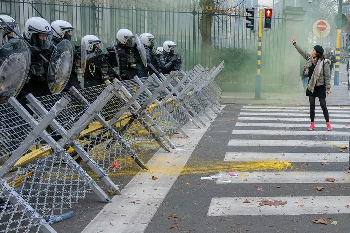 De politie in Brussel kreeg vorig weekend al een betoging van de ‘gele hesjes’ te verwerken.