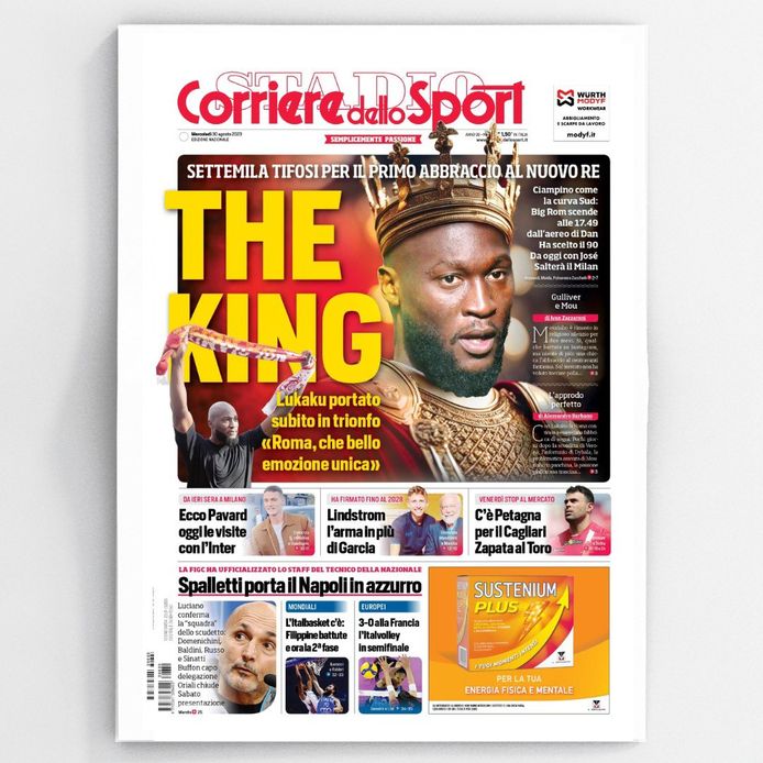 Copertina del Corriere dello Sport.