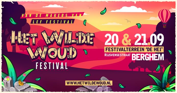 Aankondiging voor het festival Het Wilde Woud