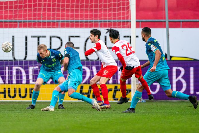 UTRECHT, Netherlands, 24-01-2021, football, Stadium de Galgenwaard, Dutch eredivisie, season 2020 / 2021, FC Utrecht player Othmane Boussaid scores the 1-0 during the match Utrecht - Sparta