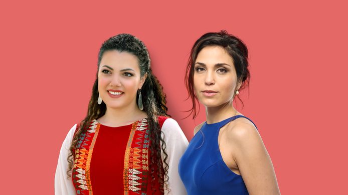 Phion trakteert zijn publiek op de  Symfonische Oriënt met sopraan Aylin Sezer (rechts) en jazzzangeres Nai Barghouti. ,,Ik hoop dat het publiek dat verschil goed hoort, als de westerse muziek overgaat in de echte Arabische muziek.”