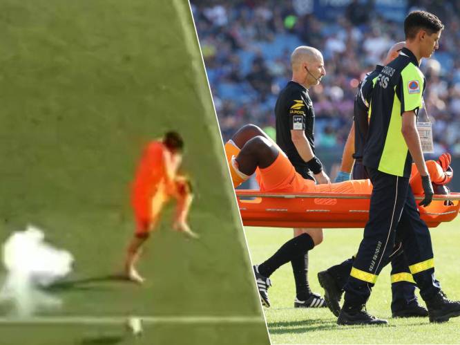 KIJK. Wedstrijd gestaakt nadat Montpellier-fans vuurwerk op veld gooien, doelman van tegenstander geraakt en met draagberrie afgevoerd