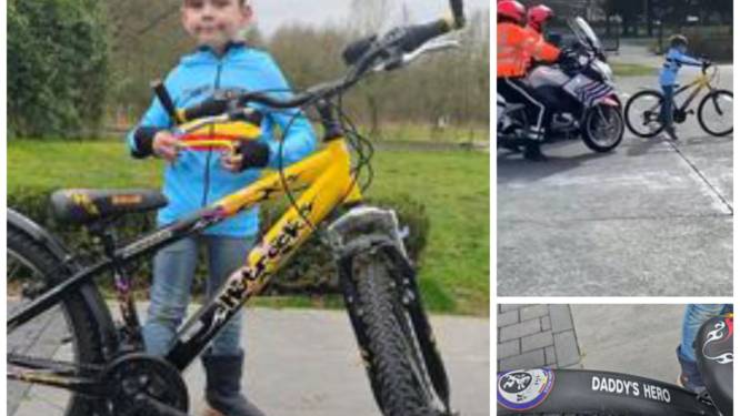 Wegpolitie schenkt fietsje aan Hayden (6) na dodelijk ongeval papa