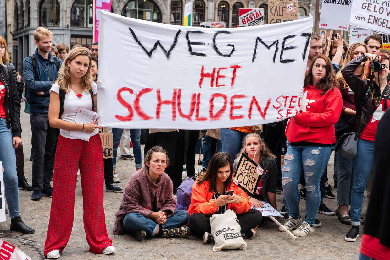  Een studentenprotest op de Dam vorig jaar.  Beeld ANP