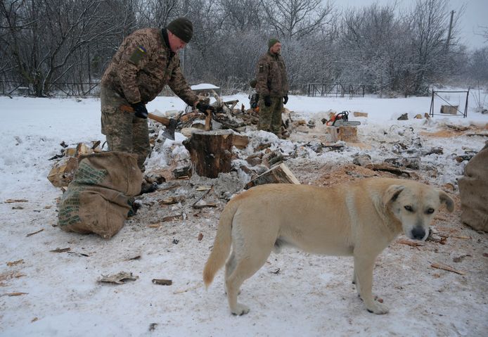 Oekraïense soldaten in de buurt van het front in het oosten, in de regio Donetsk.